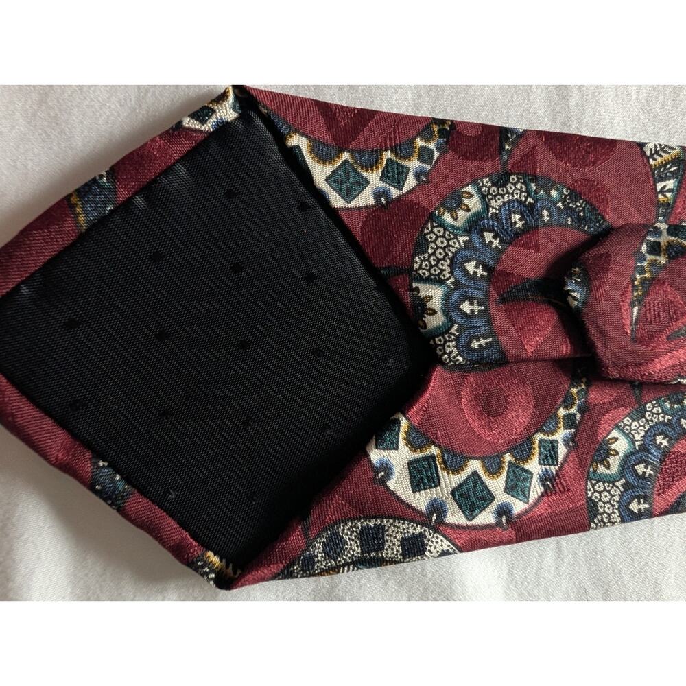 Vintage Kupenheimer Men’s Silk Jacquard Paisley Tie Necktie Burgundy/Blue/White - Picture 2 of 4